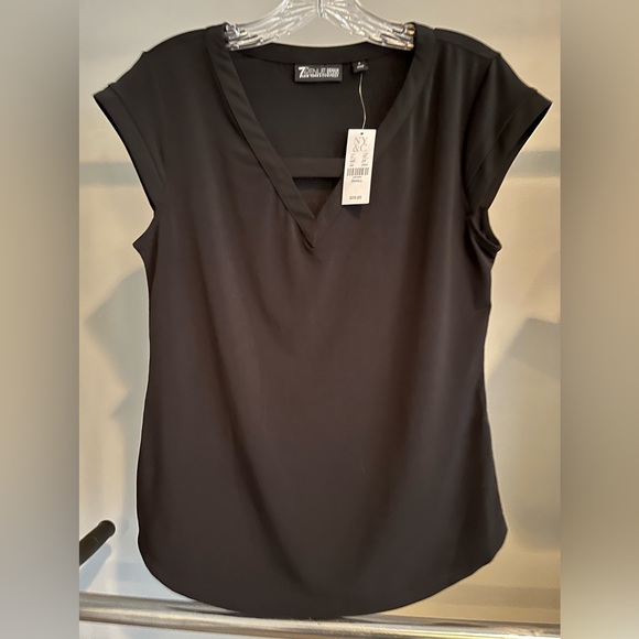 7th Avenue Design Studio short sleeve blouse. Black. - Picture 2 of 6
